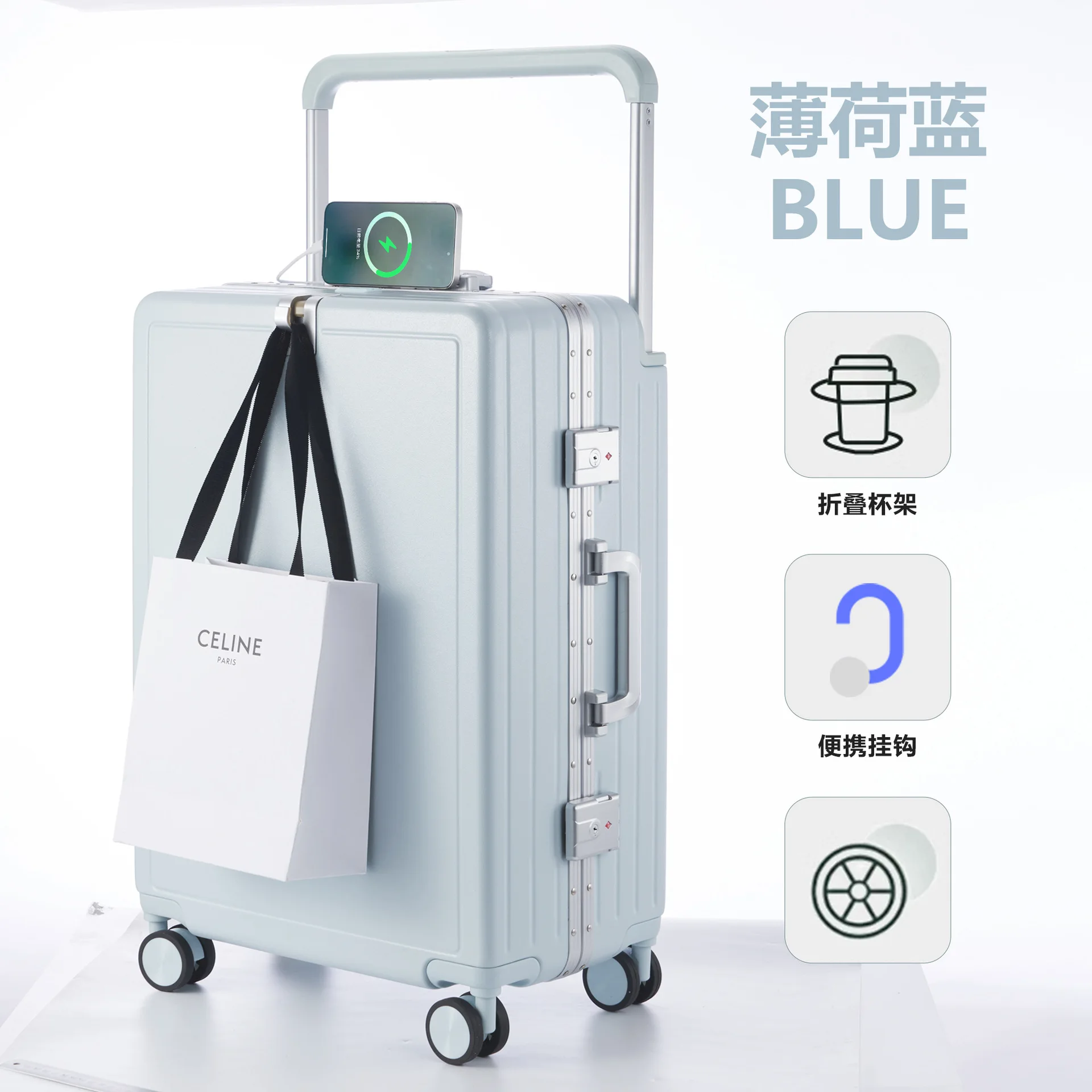 

New Wide Rod Luggage Aluminum Frame Sturdy Durable Large Capacity Multifunctional Travel Suitcase Student Password Lock Case