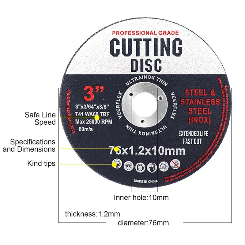 Fresh 3 Inch Angle Grinder Cutting Disc 12Pcs Cutting Disc 76 Mm Wood And Metal 76 Mm Fan Disc