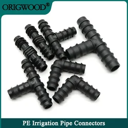 10pcs Greenhouse PE Pipe Connector 16 20 25mm Tee Straight Elbow Plug Micro Spray Irrigation Accessories Irrigation Pipe Fitting