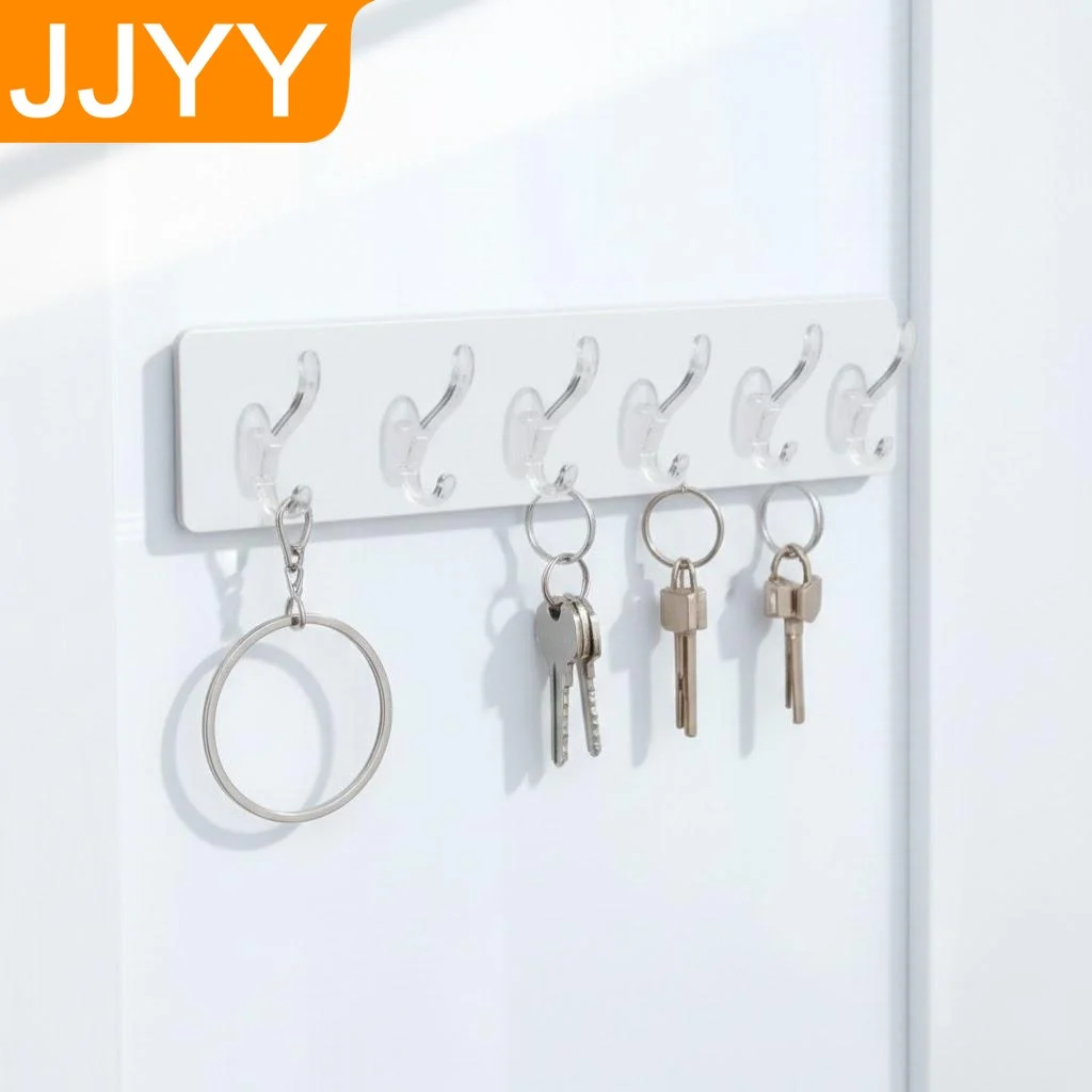 Multifunktionaler Wasserdichter 6-Reihiger Transparenter Aufbewahrungsorganizer Wandhaken für Küche Bad Schlafzimmer Wohnzimmer