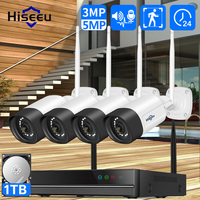 Hiseeu 3/5MP Wireless IP Camera System Kit Human Detection Night Vision Two-way Audio P2P 16CH NVR Wifi CCTV Surveillance System