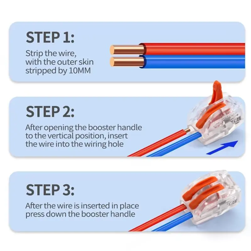 [NEWA64Z!】 PCT-212 Wire Connectors 100 Pieces Quick Wiring Terminal Parallel Splitter Electrician Connector Soft And Hard Wire H