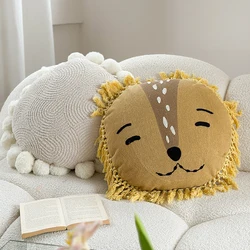 Cute Lion Pillow Maple Leaves Moon Ball Shape Cushion Stripe Soft for Kids Room Party Sofa Chair Car
