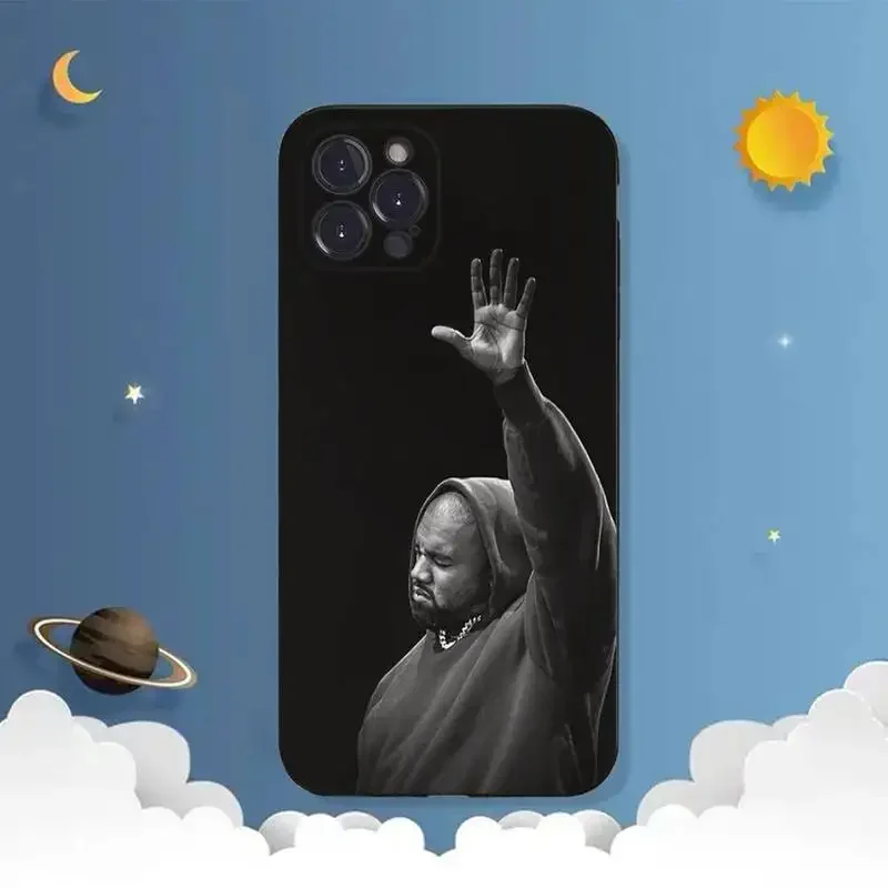 K-kanye West Famous Singer funda de teléfono para iPhone 11, 12 Mini, 13, 14, 15 PRO, XS, MAX, X, XR, 6, 7, 8 Plus, carcasa negra