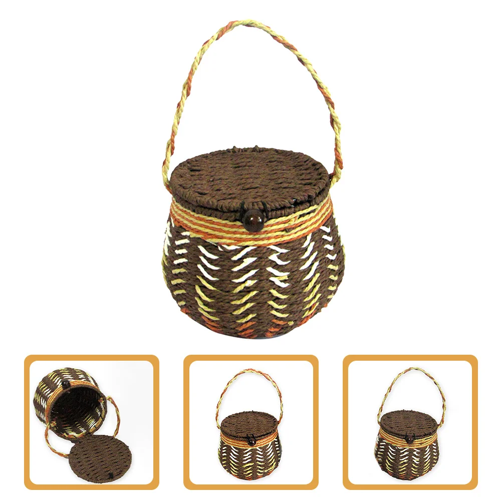 

Woven Tea Basket Airtight Lid Handwoven Storage Box for Tea Leaf Coffee Nuts Cereal Cookies Home Decor