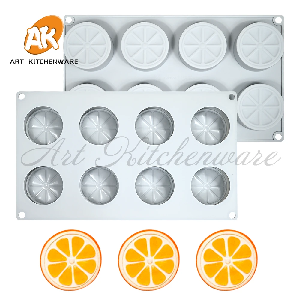 8 Cavities Fresh Fruit Lemon, Pear, Apple, Orange Silicone Candy Chocolate Cake Cookie Cupcake Mold Soap Mould DIY Rectangle Squ