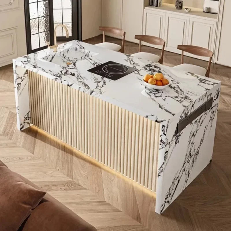 Multifunctional Island Dining Table Integrated Retractable Rotatable Folding Open Kitchen Bar Guide Table Pouring Tea Table