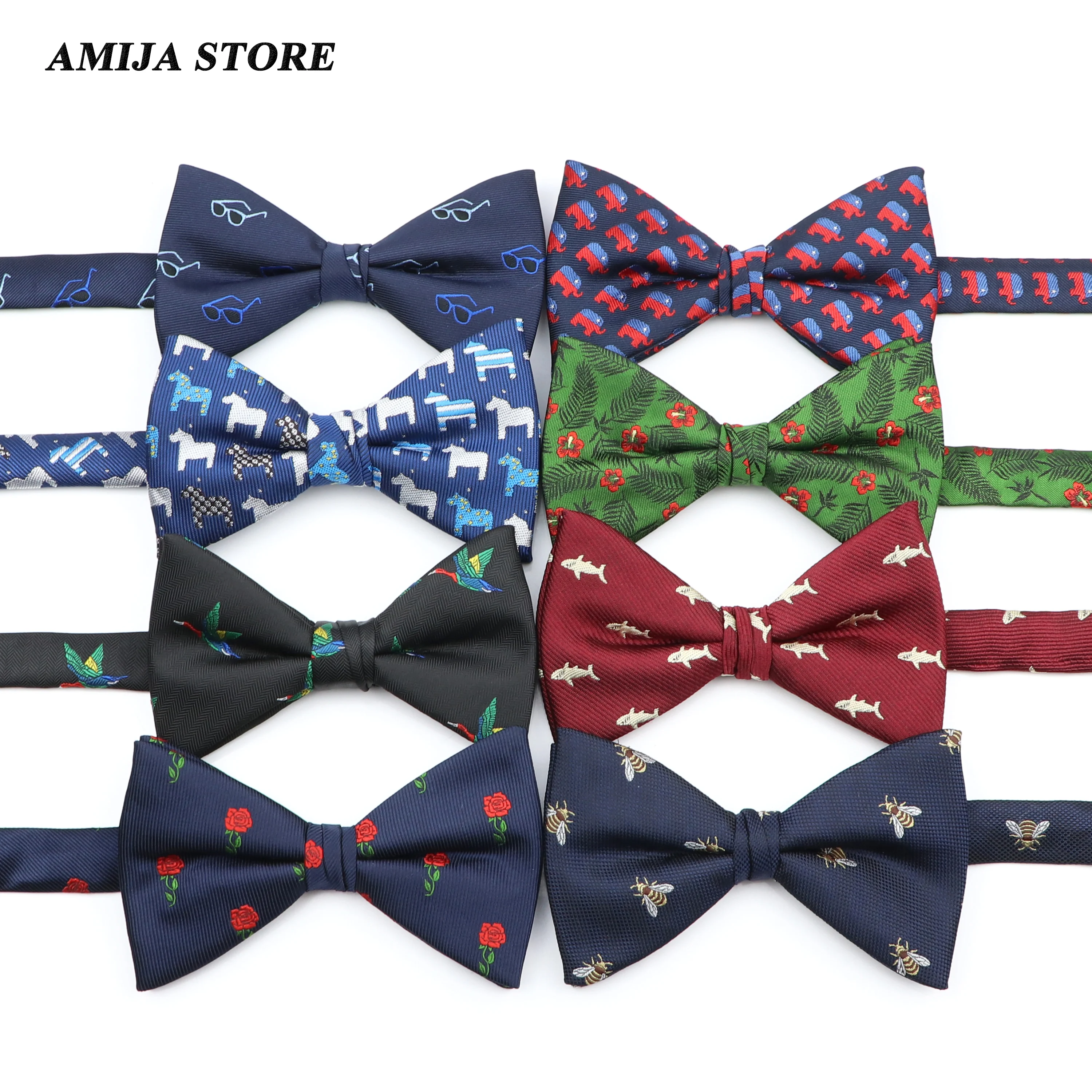 

High Grade Bowtie Pattern Bow Tie Jacquard Animal Plant Skull Flower Butterfly Wedding Dress Men Formal Woven Butterfly Blue Red