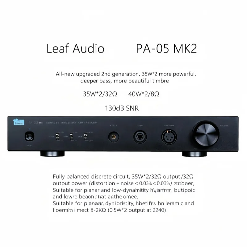Leafaudio PA-05 MK2 Fully Balanced 35W * 2 Hifi Music Headphones Amplifier AMP Pre-amp HD800, Arya, HE6SE Tablet Headphones