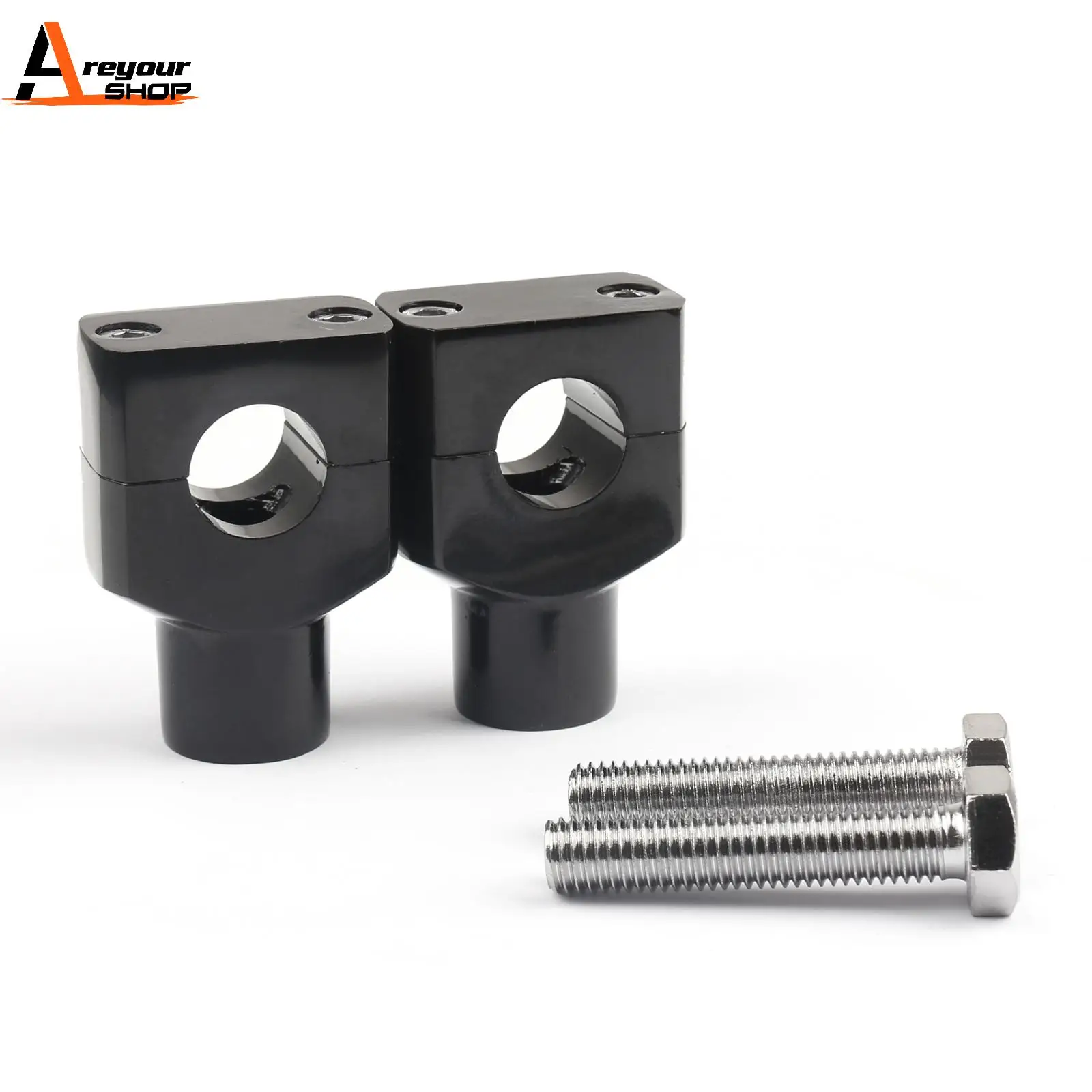 Areyourshop 7/8″22mm Motor Aluminium Handle Bar Mount Risers Clamp For ATV Quad Dirt Black