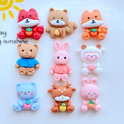 Mini cabochons en résine à dos plat, série animale de dessin animé mignon, scrapbooking, bijoux à bricoler soi-même, accessoires de décoration artisanale, nouveau, 10 pièces