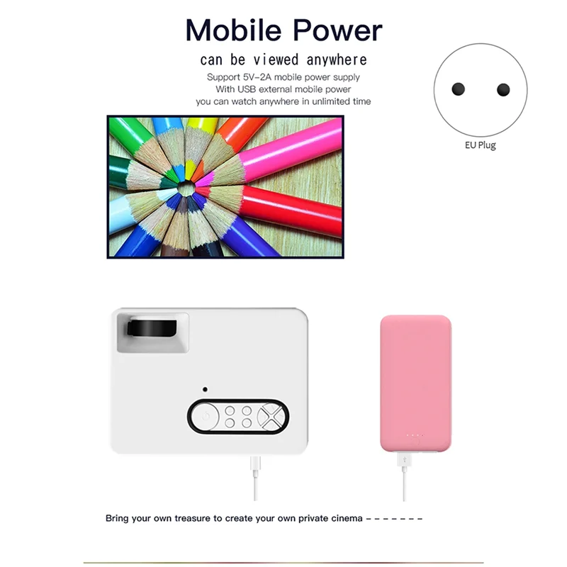 Projector 1080P Mini LED Portable WIFI Full HD Android Correction for Home Theater Portable Mini Projector(B)EU Plug