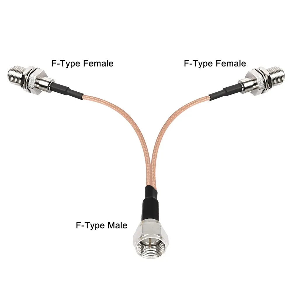 F-Type RG6 Splitter Male To 2X F Female Dual 75 Ohm RF Combiner Coaxial Cable Y Type Splitter Pigtail  RG316 for TV Modem Tuner