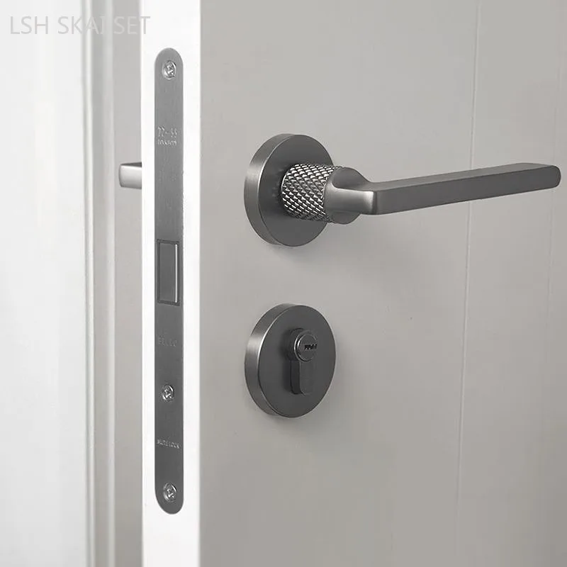 Magnetic Silent Bedroom Door Lock Light Luxury Security Door Lock Home Double Sided Door Handle Lock Body Suit with Key