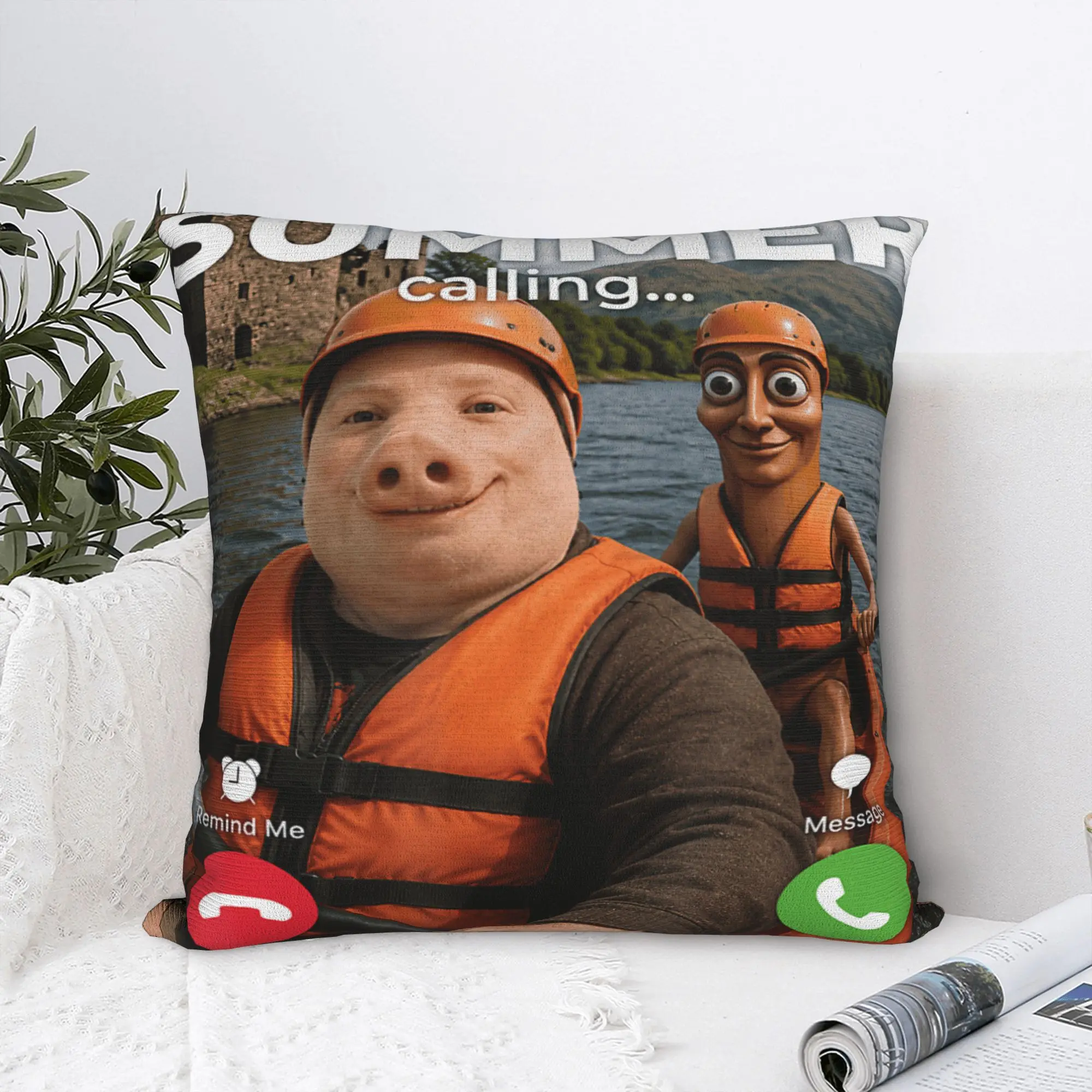 Pillow Cover Summer Calling John Pork Tung Sahur Kayaking Kayak AI Meme  Morden Pillow Case For Sofa Home Decor Pillowcases