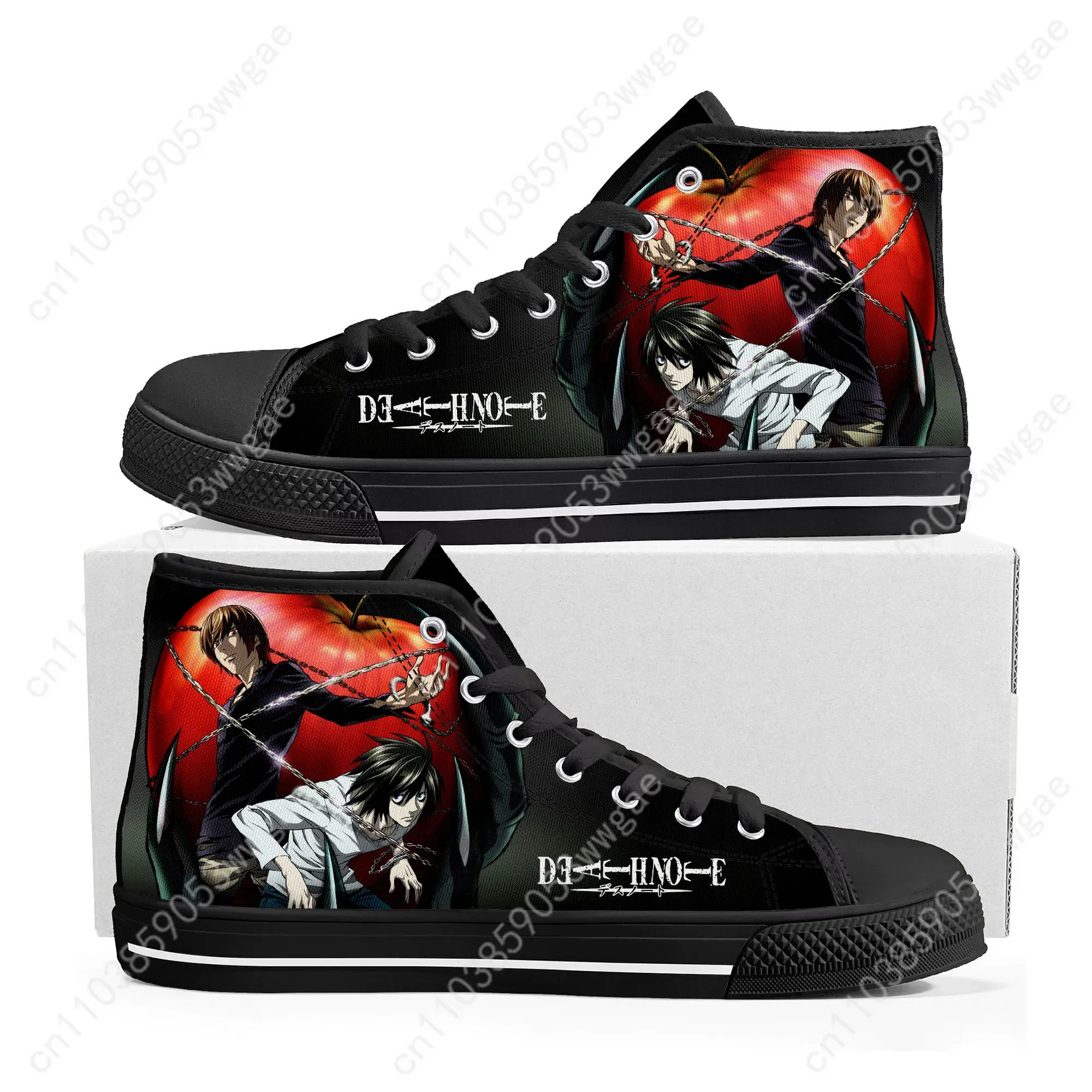 Death Note High Top Sneaker Mens Womens Teenagers High Quality Canvas Sneaker Fashion Casual Couple Shoes Anime Custom Made Shoe