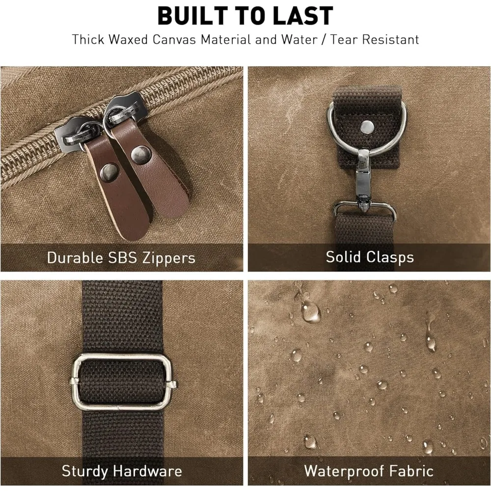 حقيبة قماشية مقاومة للماء سعة 60 لترًا - حقيبة سفر ليلية بسعة كبيرة في عطلة نهاية الأسبوع للمغامرة الخارجية