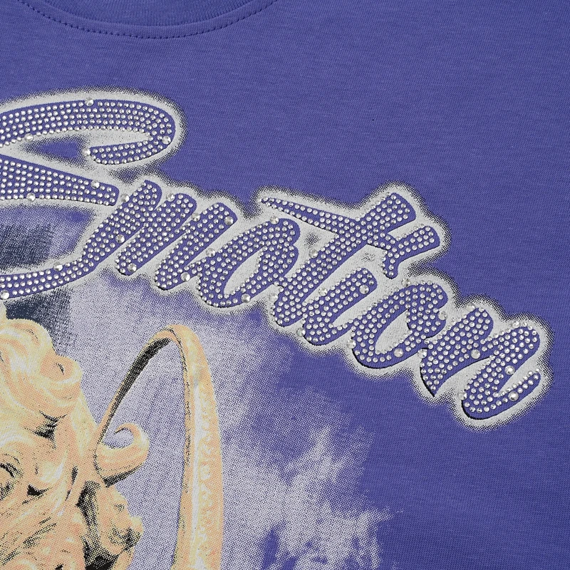 T-Shirt mit Strass-Engel-Print für Männer, Baumwoll-Grafik-T-Shirt, Retro-Punk-Urban-Streetwear, Sommer-Freizeitkleidung, Kurzarm-Oberteil – Detail 13