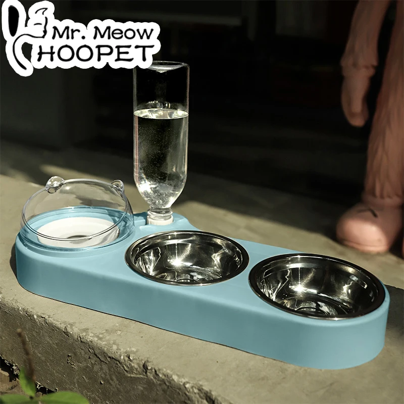 

Hoopet Cat Bowl Food Basin Pet Cat Drinking Water Feeding Double Bowl Automatic Water Anti-overturn Drinking Basin Cat Supplies