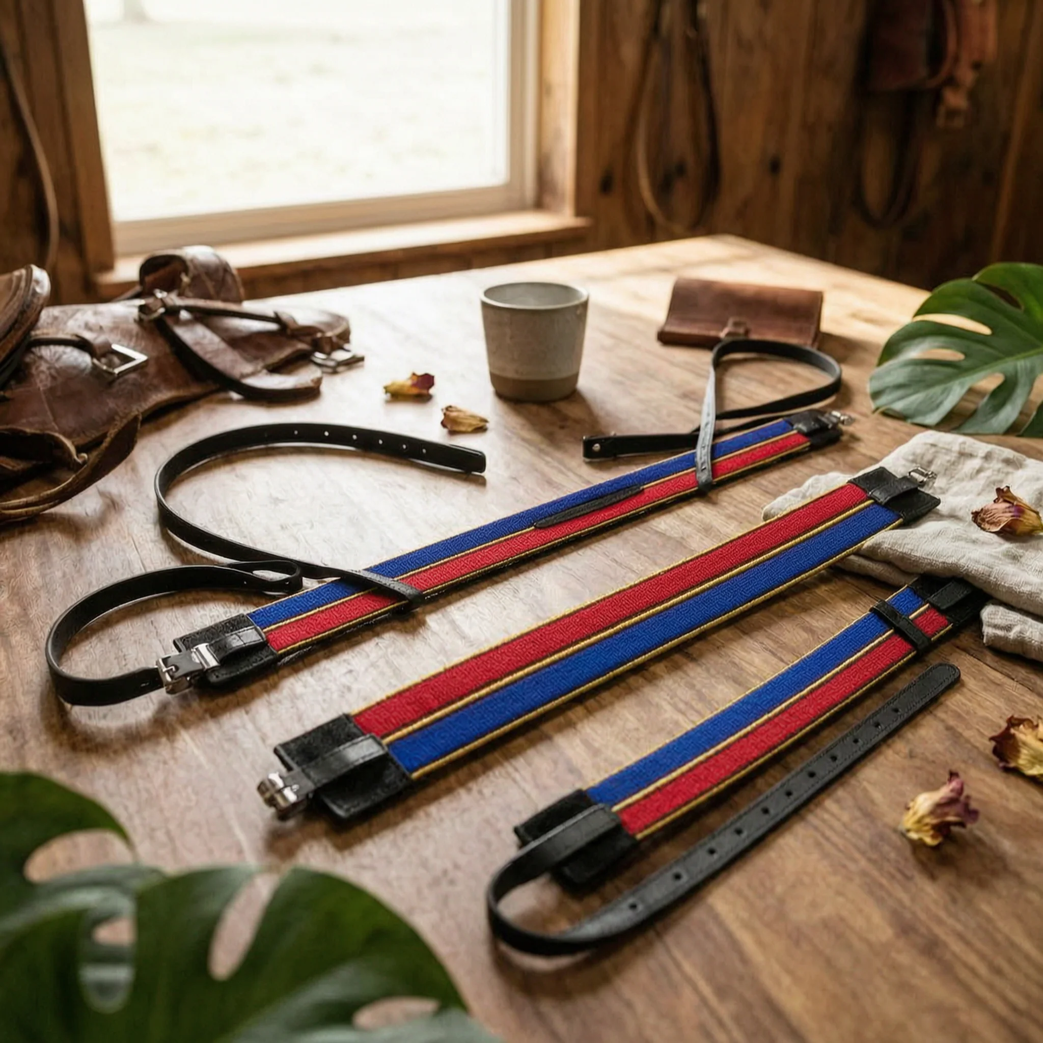 3-pieces-girth-strap-set-looped-ends-horse-riding-tack-set-surcingle-strap-adjustable-equestrian-gear-metal-buckle