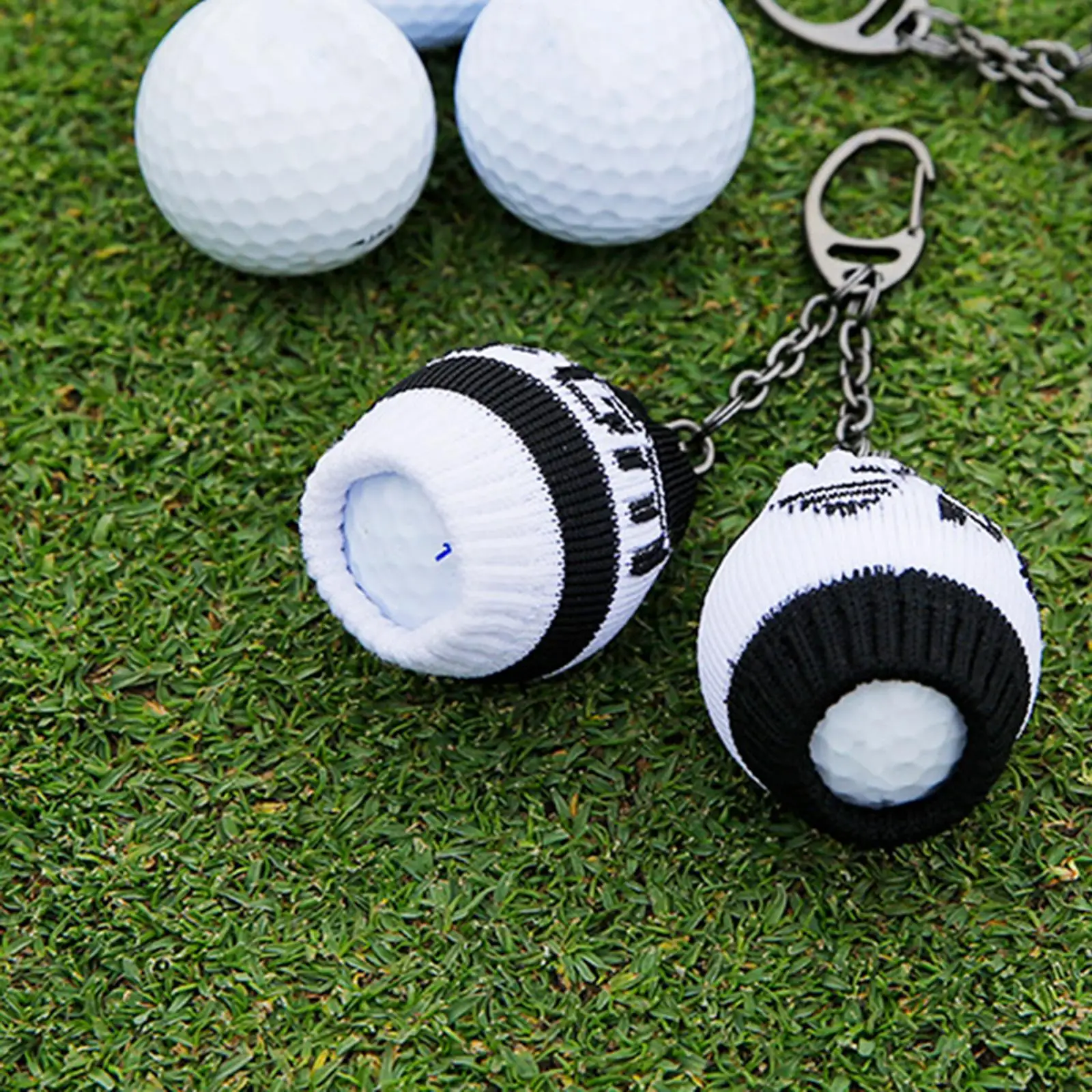 Knitted Golf Ball Sleeve Ball Container Ball Organizer Fashion Portable Stylish Golfers Gift Ball Carrier Keychain Golf Ball Bag