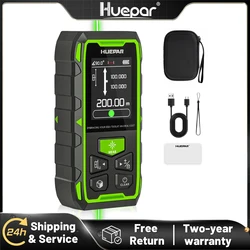 Huepar Dual Laser Rangefinder 200M Green Beam Laser Measure Meter Multiple Unit High Accuracy Measurement Tool With LCD Backlit