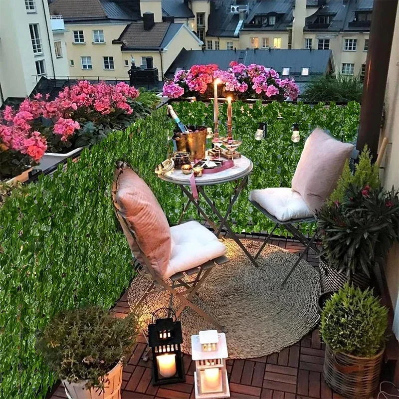Künstlicher Efeublattzaun, 300 x 50 cm, künstliche Heckenplatte, Sichtschutzzaun, Bildschirm für Garten, Terrasse, Veranda, Deck, Balkon, Dekoration – Detail 2