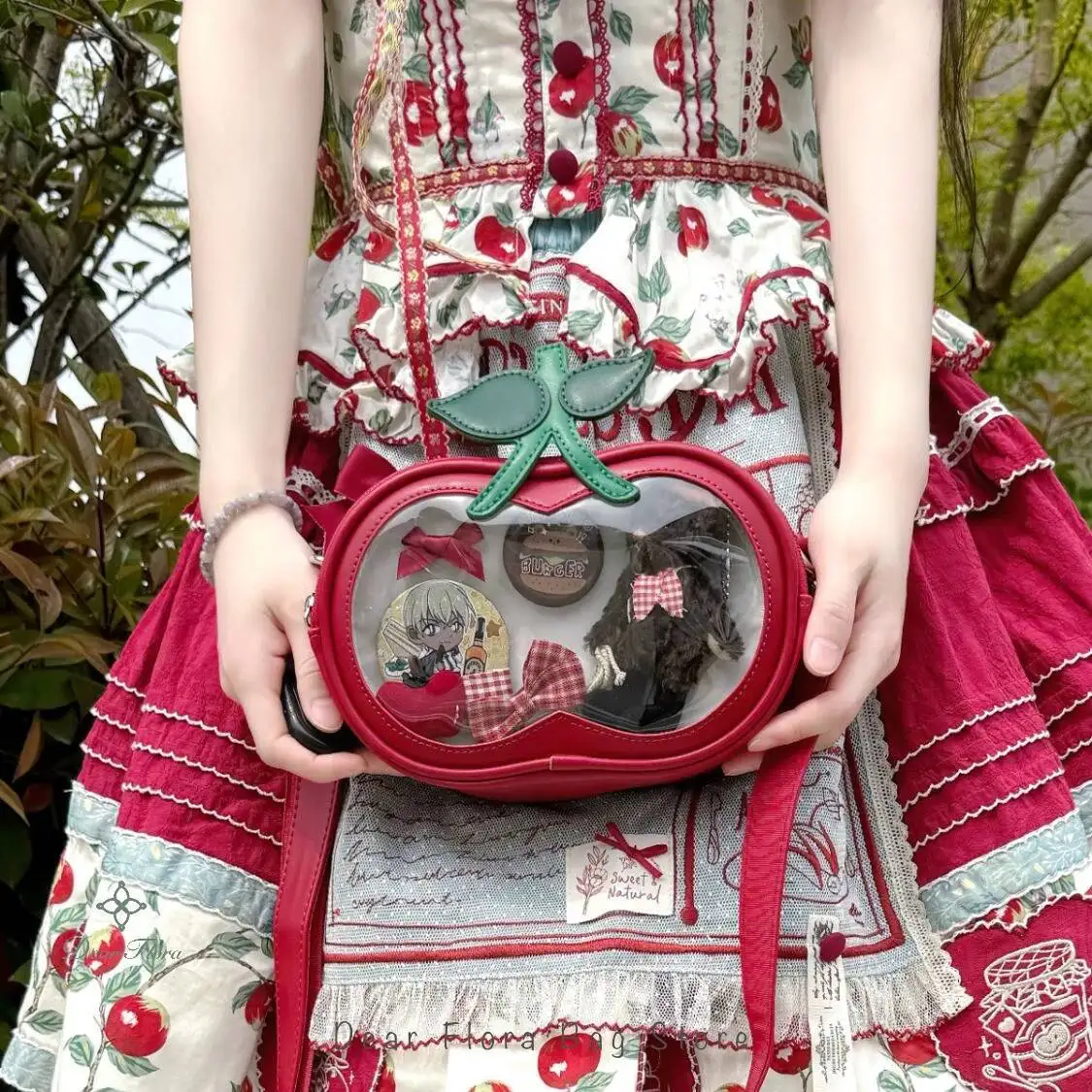 New Cute Cherry Ita Shoulder Bags Women Mini Crossbody Bag Lolita Girls Transparent Pocket Y2k Fashion Trend DIY Display Handbag