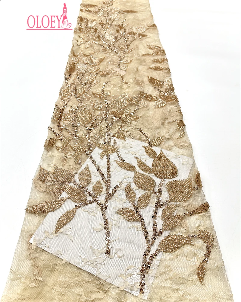 

Hot Sale Unique Design Africa High Quality Handmade Beautiful 3D Embroidery Beads With Sequins For Wedding Or Party Dress 5Yards