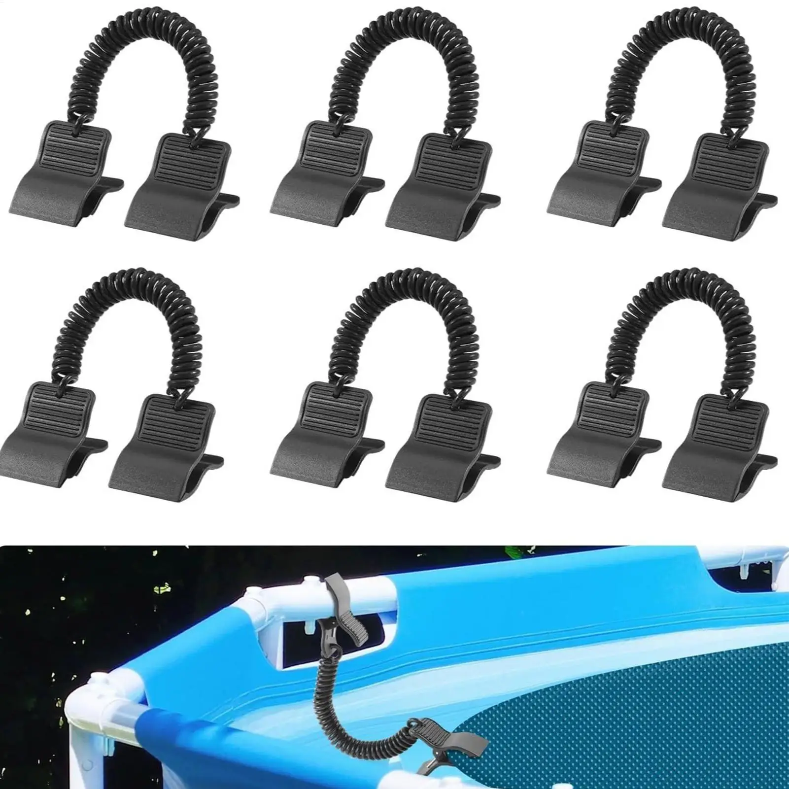

Зажимы для бассейна, 6-компонентные зажимы для крепления солнечных крышек, комплект зажимов для солнечных крышек для плавания, садовый шланг, лужайка, зимнее патио