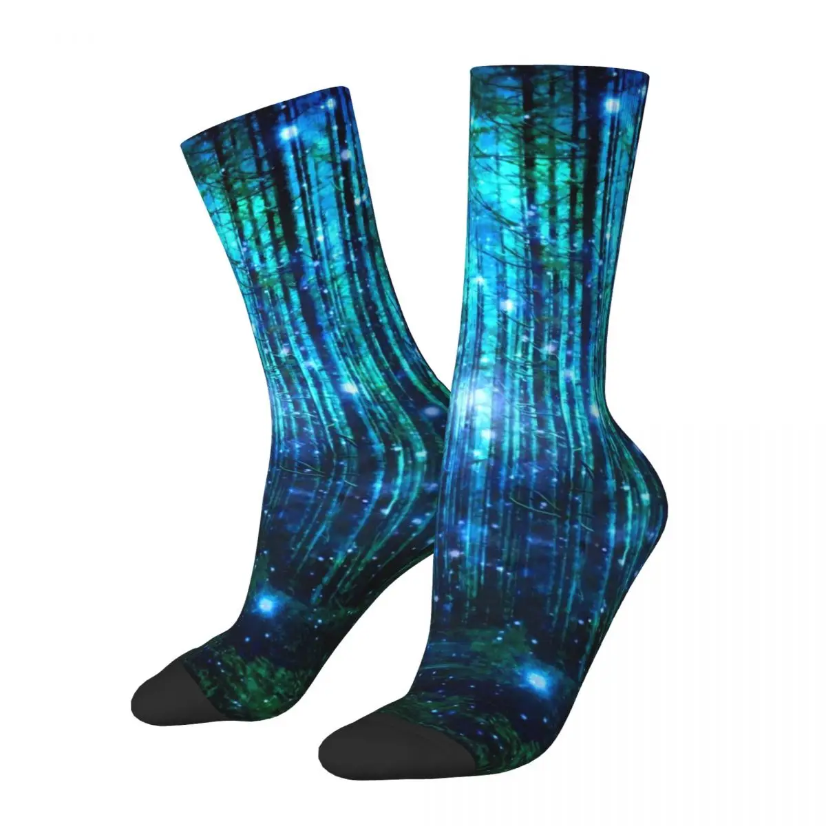 Magical Forest Socks Stars Print Casual Stockings Ladies Warm Soft Skateboard Socks Winter Graphic Anti-Slip Socks