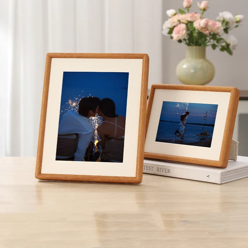 Round Corner Solid Wood Photo Frame Elegant Tabletop Picture Frame for Home Décor, Premium Quality Wooden Display