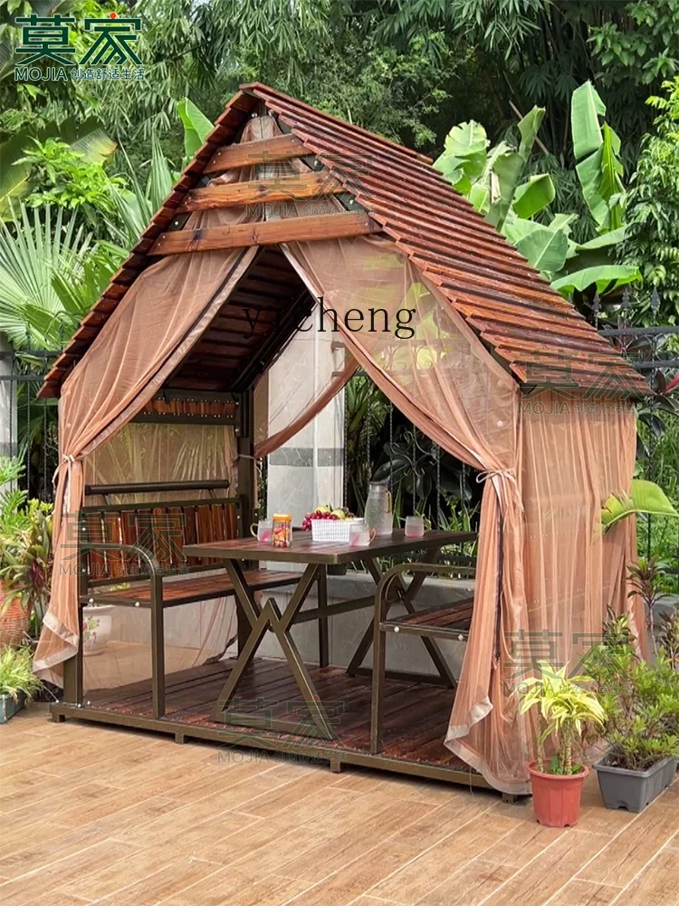 

ZZ outdoor pavilion chalet courtyard villa solid wood garden agritainment landscape homestay four corner pavilion
