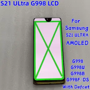 Bilashmart 6.8''Amoled Lcd Samsung Galaxy S21 Ultra 5G G998 G998U G998B G998F/DS Display Touch Screen Digitizer Assembl With Defects