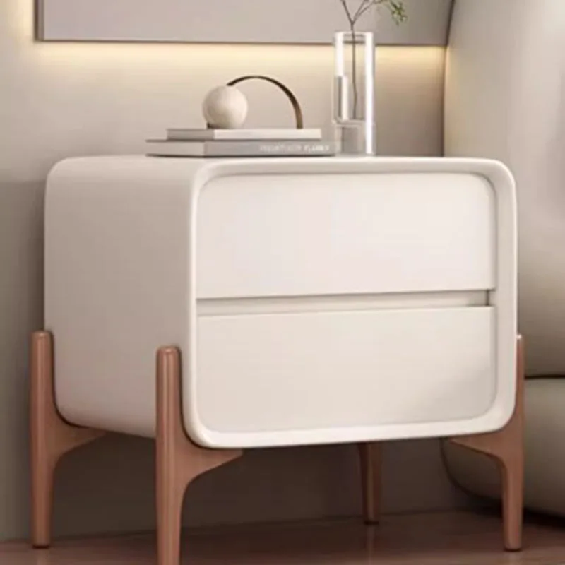 Mesita De Noche minimalista De madera nórdica, mueble De dormitorio con cajones simples y modernos, color blanco