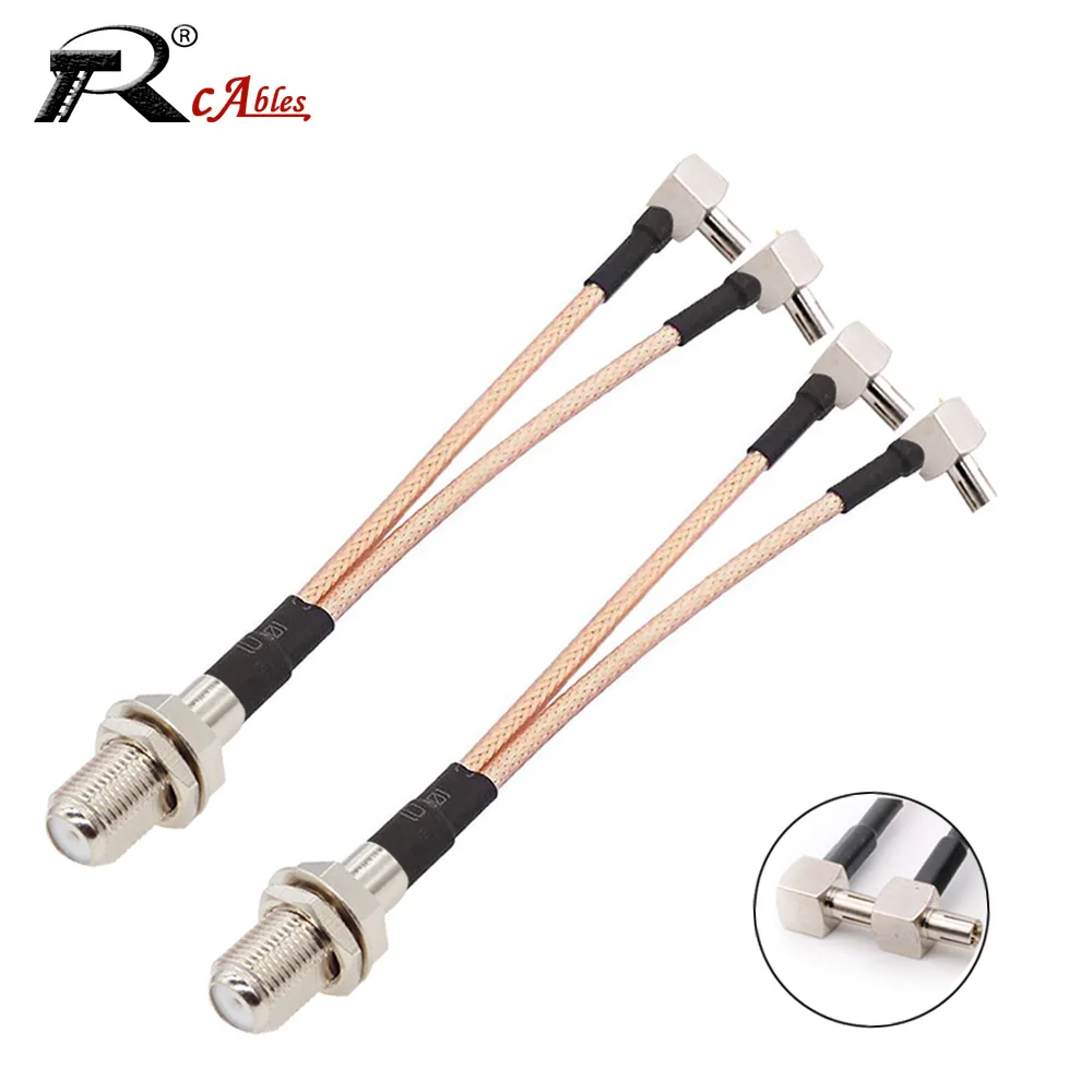 F Female to 2XTS9 CRC9 Male90° Connector  RF Coaxial RG316 Cable  Y Type Splitter Combiner Jumper Pigtail Adapter Router Antenna