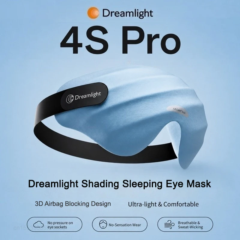New Dreamlight 4S Pro Memory Foam Eye Mask Full Shading Relaxing Sleeping Block Out Light for Sleep Aid Soft Pure Silk Eye Mask