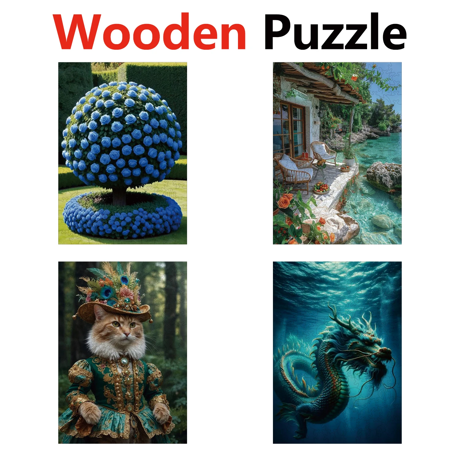 

Blue Tree Seaside Cat Dragon Puzzles High Quality Jigsaw Puzzle Wooden Puzzle Best Christmas Gift