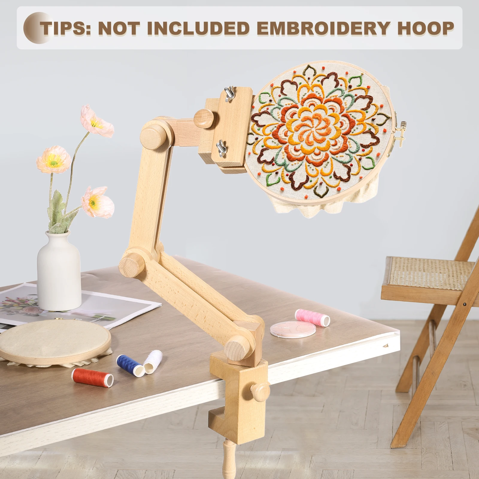 

Подставка для пяльца для вышивания, регулируемая подставка для вышивки крестом из бука, вращение на 360 градусов, сделай сам, шитье, рукоделие, проекты