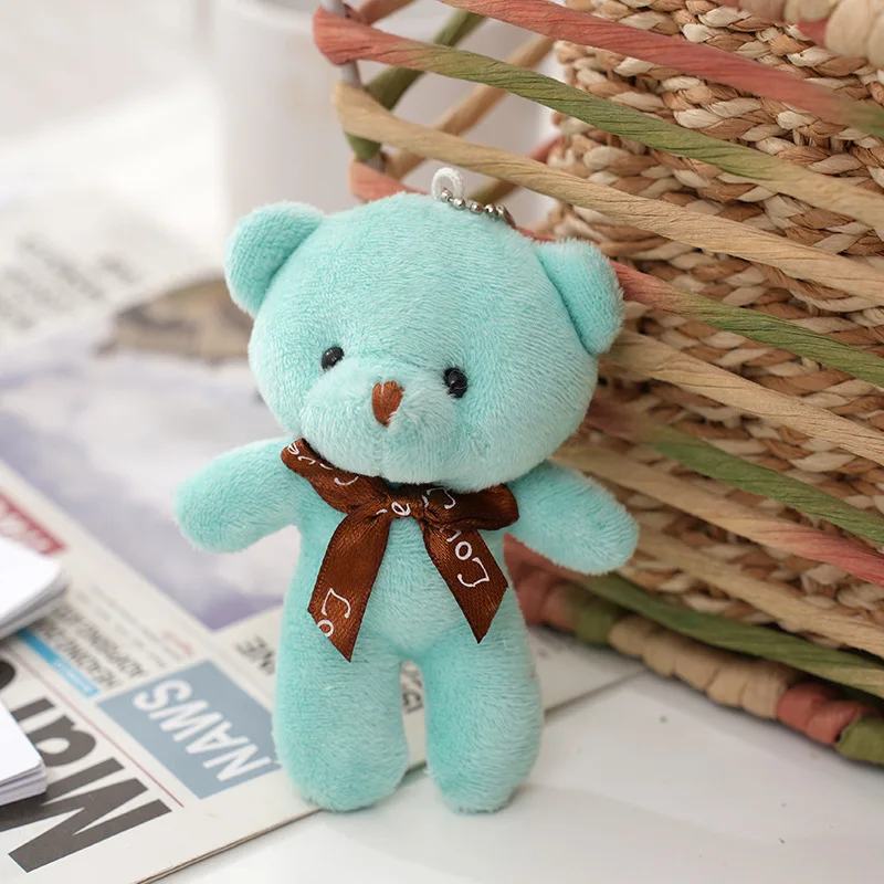 NONE 30 stücke Neue 21 Farbe Mini Bär Plüsch Puppe Schlüsselbund 12 cm Nette Bunte Bär Tier Stofftiere Für Mädchen tasche Anhänger Kinder Geschenke 8