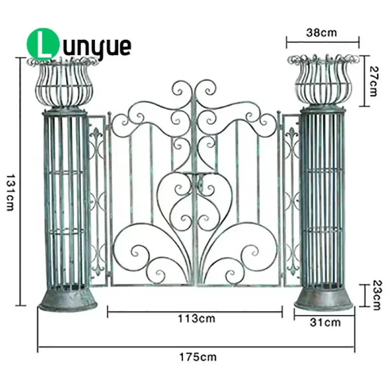 Traditional European Retro Patina Iron Decorative Column Manual Opening Roman Villa Garden Park Wedding Lawn Durable