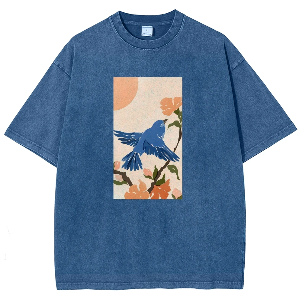 

Women's Washed Cotton Y2K Tee Unisex Fit Floral Graphic Vintage T-Shirt Custom Cool Print Casual Daily Gym Top