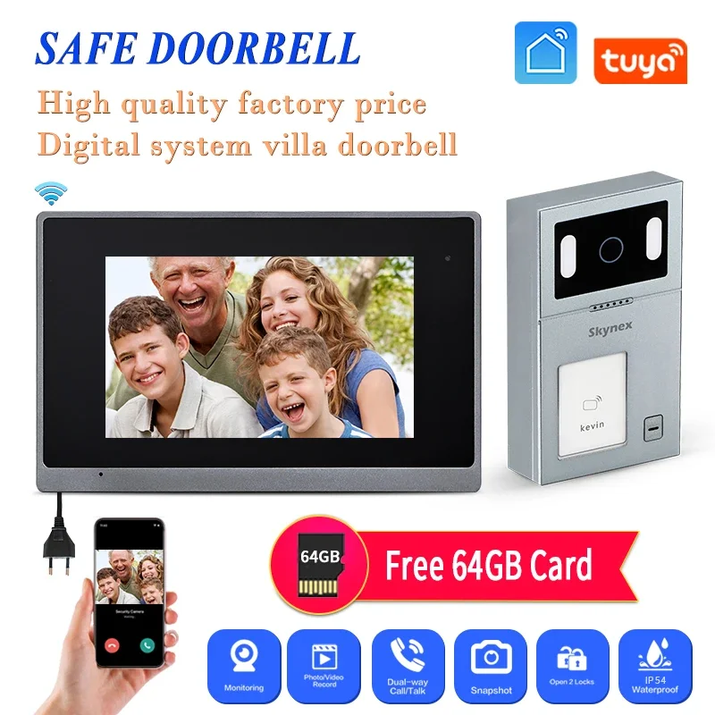 

Hot-Selling Wifi Ip Access Control System Door Lock Intercom With Hd 1080P Camera Tuya Video Doorbells For Villa Home Kit