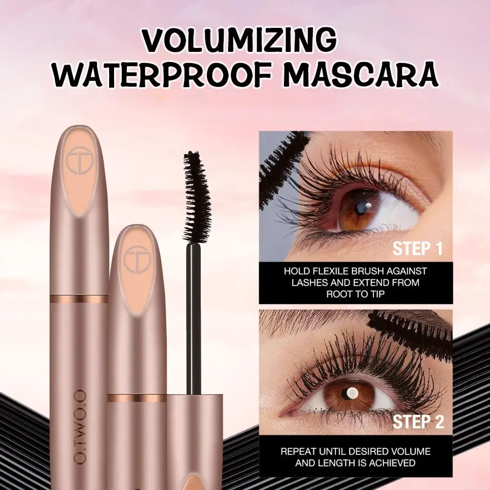 Schwarze wasserdichte Mascara dicht verlängert Wimpern nicht verschmiert Seide Kosmetik Mascara Verlängerung volumen Faser 5d schwarz exte m2v0