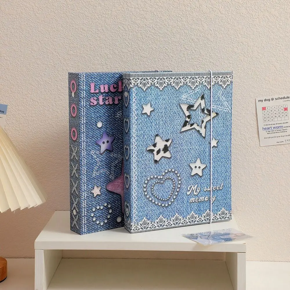 Inner Page A5 Binder Photocard Holder Loose Leaf Photo Card Holder Photo Album Binder Album Cover Denim Pattern