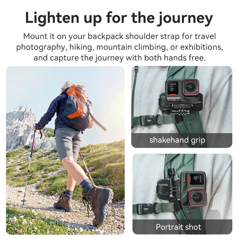 aMagisn Backpack Clip Mount for Insta360 / Gopro /DJI Pocket Camera , 360° Rotation Shoulder Strap Mount Belt Clamp Accessory