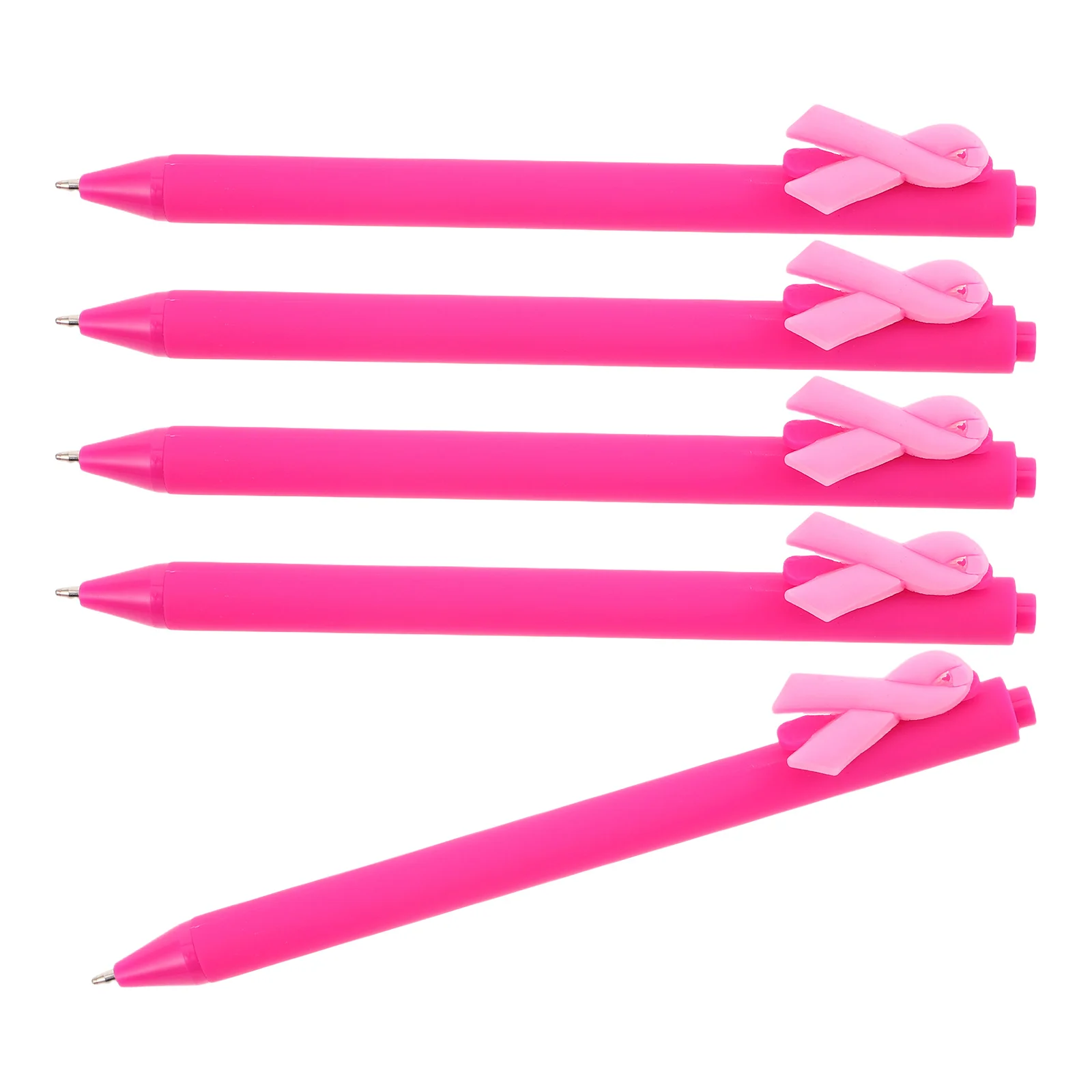 5pcs Ribbon Shaped Ballpoint Pens Smooth Writing Comfortable Grip Portable Writing Pen For Students Fundraising Charity Support