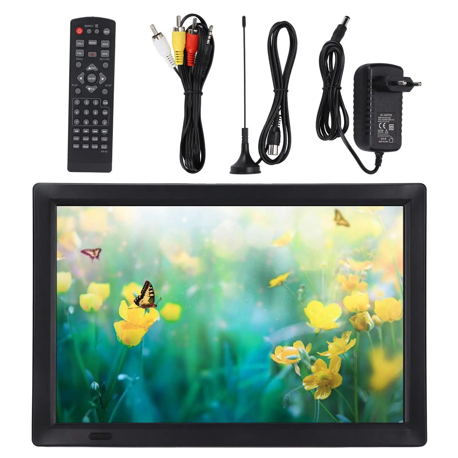 14 HD Portable Digital TV ISDB-T with Stand, Tuner for home & Car, EU Plug 110-220V - Compact Entertainment Solution