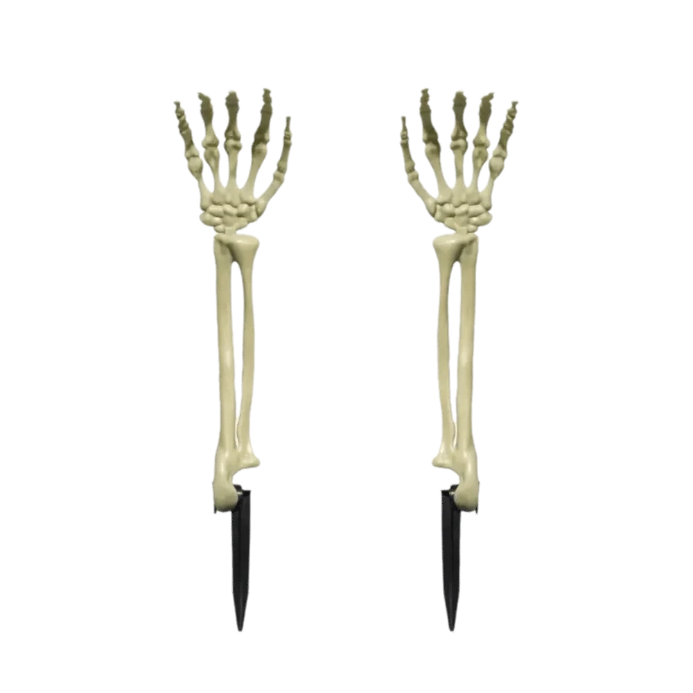 Plastic Skull Hand Decorations Life-Size Ground Insert Ornaments Skeleton Arm Yard Stakes Faux Bone Articulated Poseable
