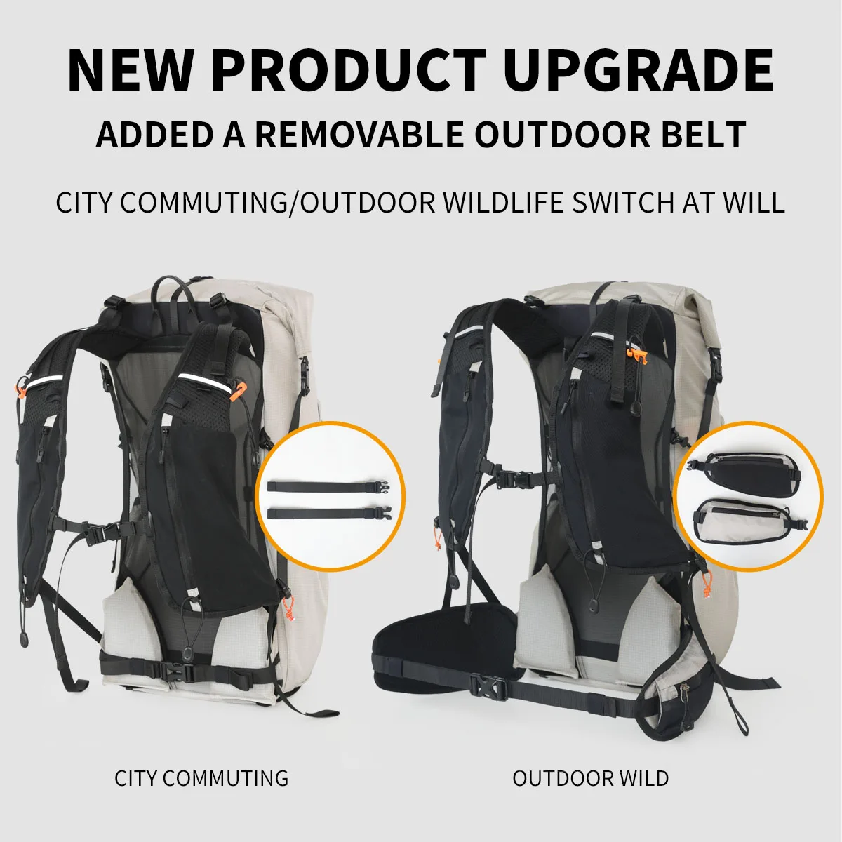 Wanderrucksack für Männer und Frauen, 30L Wasserdichter Camping-Rucksack mit Regenschutz, Leichter Outdoor-Sport-Reiserucksack – Detail 2